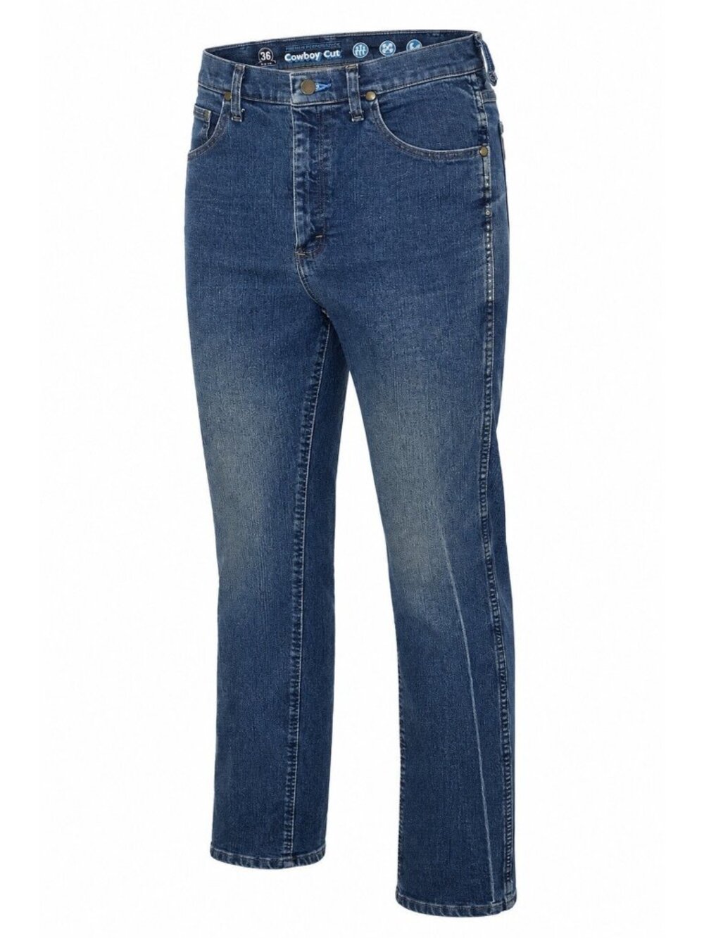 Wrangler Cowboy Cut Slim Fit Jeans Men 35x36 Blue Stretch Denim Western Workwear